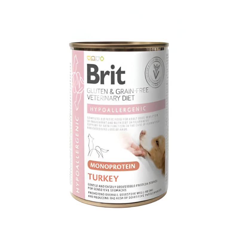 Brit Veterinary Diet Hypoallergenic Monoprotein Turkey veterinārie konservi suņiem alerģijām ar tītaru 400 g